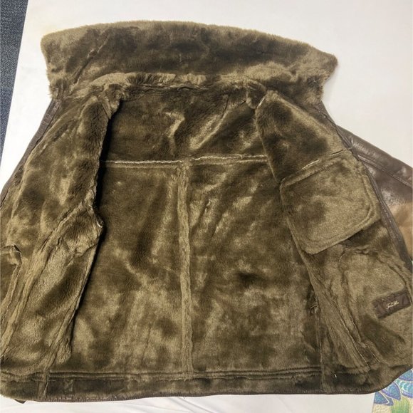 Tasso Elba Brown Faux Leather Jacket Men Winter Jacket Size M - Picture 4 of 13